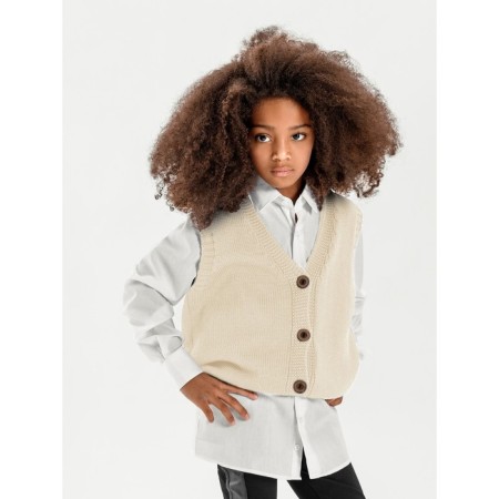 Vest for girl Knit Mild, height 122 cm, milk color-3