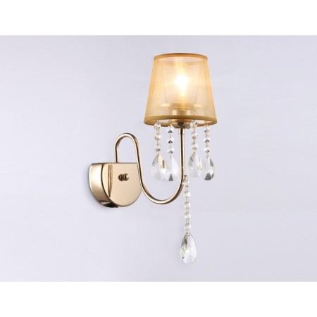 Wall lamp with lampshade and crystal Ambrella Light, Traditional, TR4596, 1HE14, Color Gold