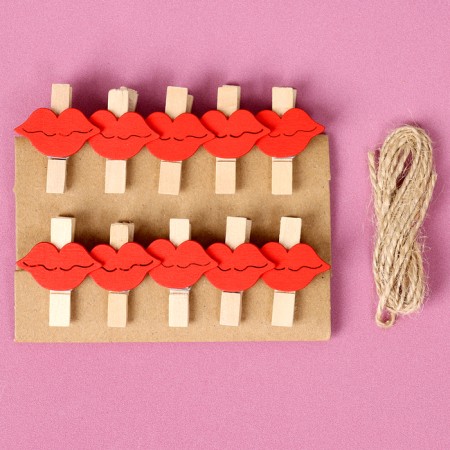 Decorative clothespins with a rope for the suspension "Sponges" set 10 pcs., 2.5 × 12.5 × 13.5 cm-3