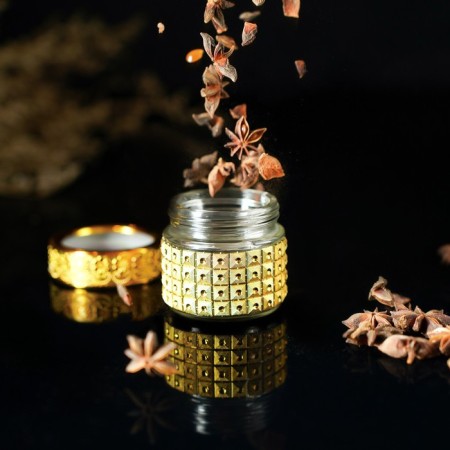Glass jar for spices "Gold", 100 ml, 5.7 × 5.5, gold color-1