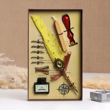 Gift set 5V1 "Relief": Power handle yellow, ink, print, wax-1