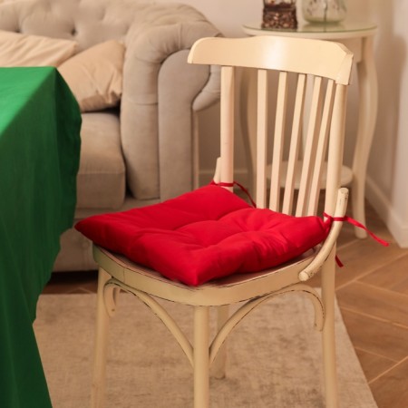 Sitting for chair Ethel New Year Collection 42x42 cm, central red, 100% hl, sarzha 190 g/m2