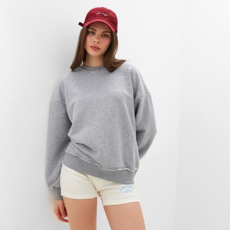 Female sweatshirt Minaku: Casual Collection color light gray melange, size 46-48
