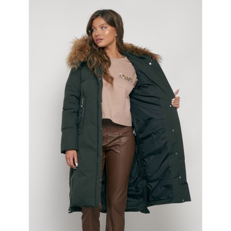 Coat insulated winter female, size 46, dark green color-22