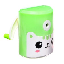 Mechanical sharpener with container, green cat
