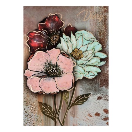 Diary of Leduced A5, 80 sheets of Diary "Flowers", solid cover, lamination of Soft-Touch Velvet, stamping with colored foil