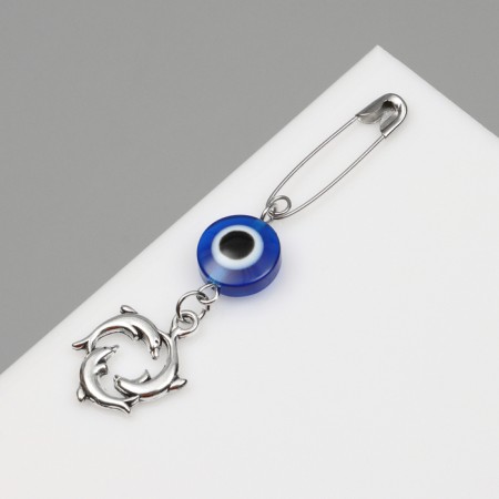 Pin-Galism-Summarian “Fulfillment of desires”, dolphins, 2.2cm, white-blue color in silver-5