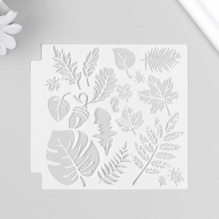 Plastic stencil "Leaves" 13x13 cm-3