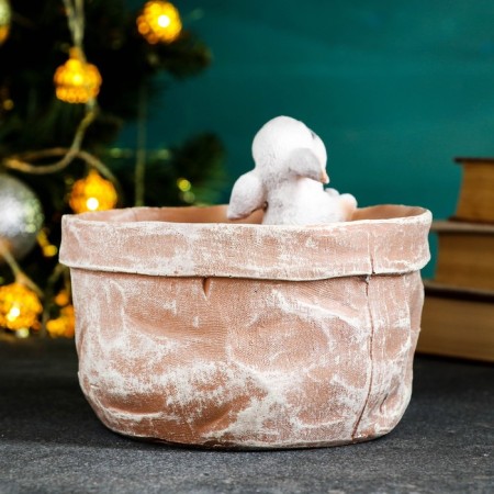Kashpo-Organizer "Rabbit in Lukoshka" beige, 14x17x20 cm-3