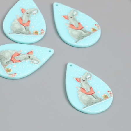 Decor for the work of acrylic "Elephant and mouse with a piece of cake" 0.2x2.6x3.9 cm