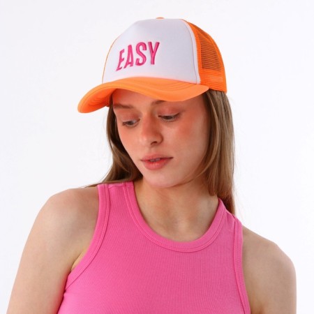 Women's cap with Easy grid, orange color, river 56-8