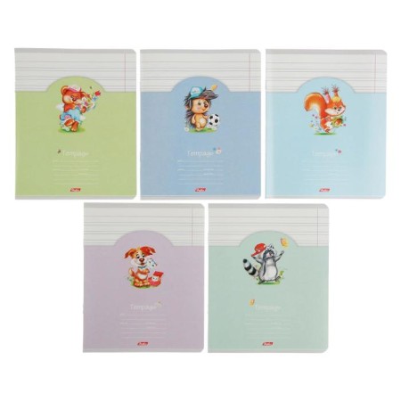 Notebook 12 sheets, in a narrow ruler, "lokhmatics", cover covering cardboard, offset unit, mix