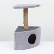 Animal house corner, jute, 35 x 35 x 64 cm, gray