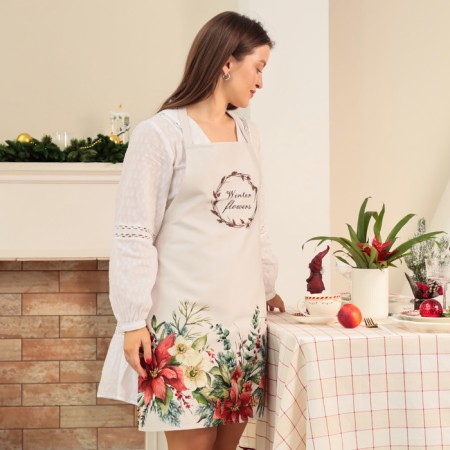 Apron Ethel "Poinsia" 60x70 cm, 100% cotton, sarzha 190 g/m2-1