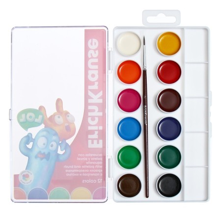Watercolor 12 Erichkrause "Jolly Friends", with a palette and brush in a box-2