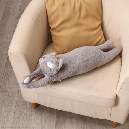 Soft toy "cat", 70 cm, gray color-3