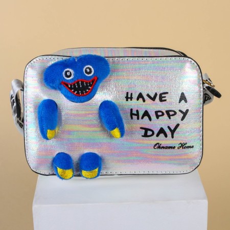Children's bag with lightning, 6x11x13 cm, adjustable belt, white mix-3