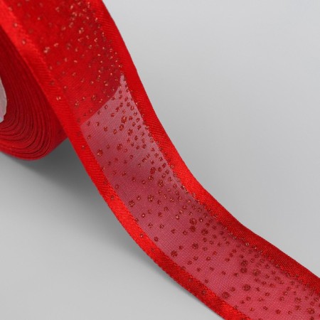 New Year! Kapron tape "Squeezes", 25 mm × 18 ± 1 m, red color-1