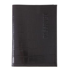 Cover for a passport with a pocket, black color