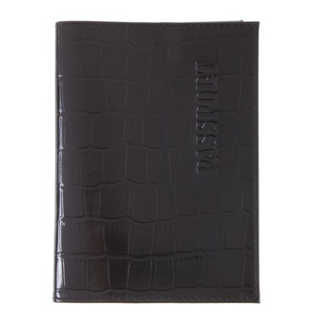 Cover for a passport with a pocket, black color