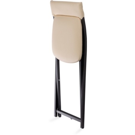 Stool on a metal frame Elevis metal/eco -leather, black/beige 38.5x52.5x77.5 cm-4