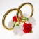 Rings with flowers, small, white-red