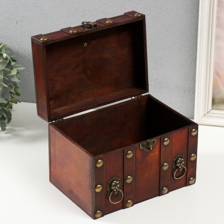 Casket chest "Leo. With rivets" Brown 21.8x15.5x15 cm-2