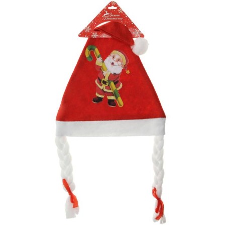 New Year's cap "Santa Claus" with pigtails, 40x27 cm, mix-6