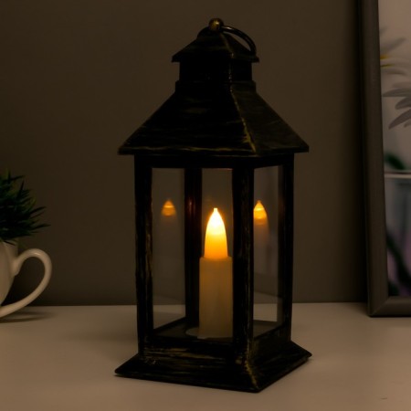 Nightlight 48119/1 "candle" batteries 3haaa black with a golden patina 8x8x18 cm Risalux-2