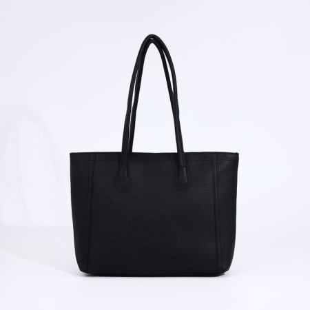 Soper bag with zipper, black color