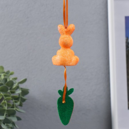 Decor Suspension "Rabbit in sparkles with carrots" 4x3.5x13.5 cm-1