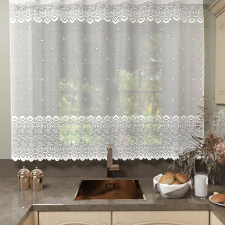 Tulle to the kitchen without curtain tape, 200x165 cm, white color, 100% polyester