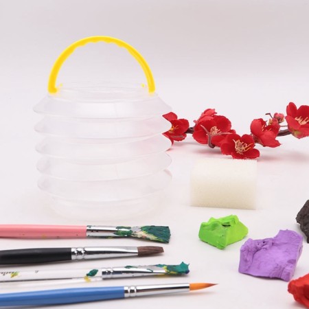 A cup for folding brushes d = 8.5 cm, with a sponge, transparent with a handle-7