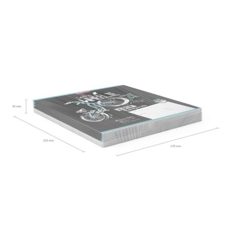 Notebook 18 sheets, ruler, erichkrause, bicycle rider, mix-8