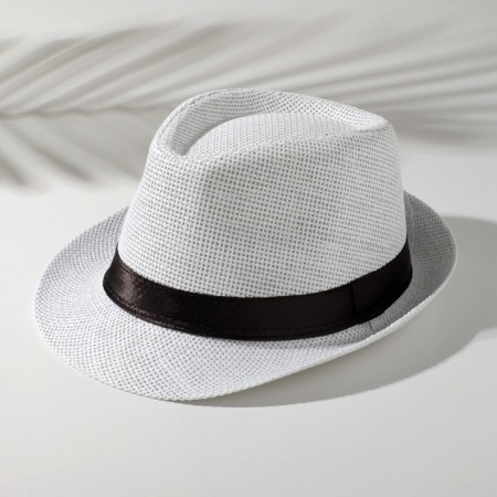 Male hat "wicker", size 58, white color