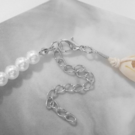 Choker "Sea Star", white color in silver, 42cm-1