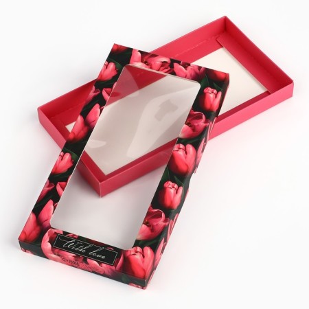 Chocolate box "Tulips", with a window, 9.4 x 1.7 x 18.4 cm-1
