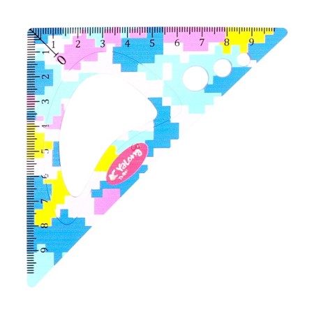 Set of geometric plastic (ruler 20cm+2 squares+transporter) pixels-2