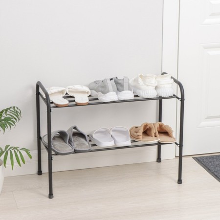 Shoe stand, 2 tiers, 65 × 32 × 48.5 cm, black color