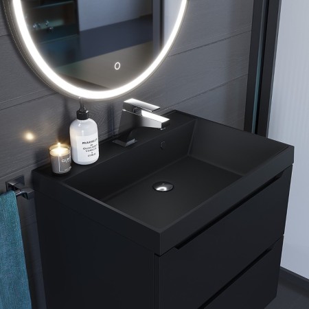 Sink uperwood Classic Quartz 60 cm, quartz, black matte, coal
