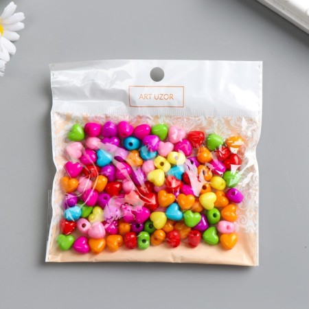 Beads for creativity plastic "Heart -to -beeous" Color set 100 pcs 1x1.1 cm-8