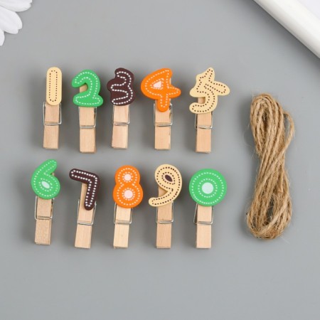 Decor for creativity wood "Process. Numers" set 10 pcs 3.7x1.5x1.2 cm