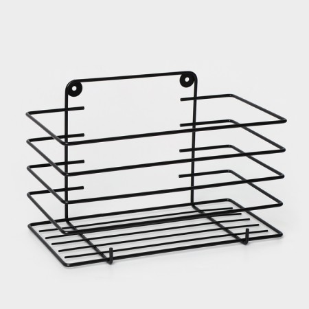 Direct shelf for a bathroom with high sides, 24.5 × 13 × 16.5 cm, black color-1