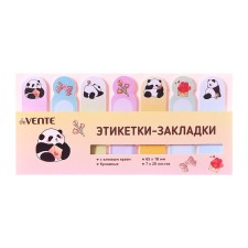 Bookmarks with adhesive edge paper, Davente Panda, 18 x 65mm, 7 colors of 20 sheets, in a plastic bag with a euro suspension