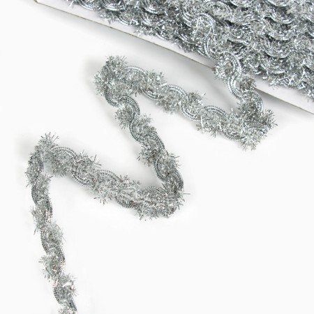 Braid, width 1.5 cm, in a roll 10 meters, silver color-1