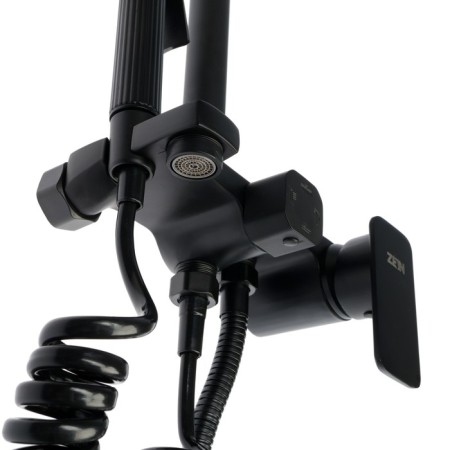The shower system Zein Z3863, mixer, upper, manual and hygienic watering can, shelf, black-16