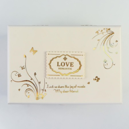 Musical mechanical musical "White chest of drawers with a golden pattern" 15.5x10.7x8.5 cm-4