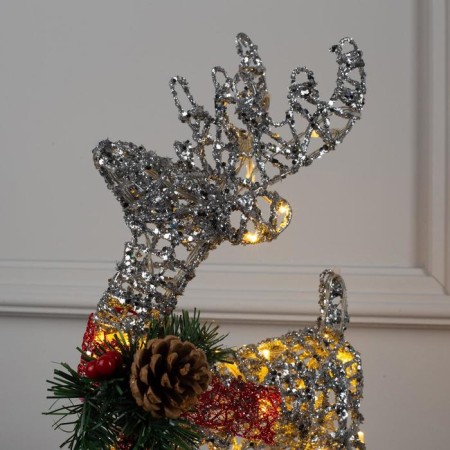 LED figure "silver deer" 25 × 30 × 10 cm, metal, AAX3 batteries (not in the kit), glow warm white-2