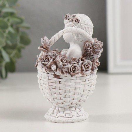 Polystone souvenir "Angel in the basket of roses" Coffee wreath 7x6x10 cm-3