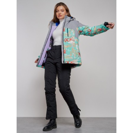 Ski jacket female winter, size 42, turquoise color-12